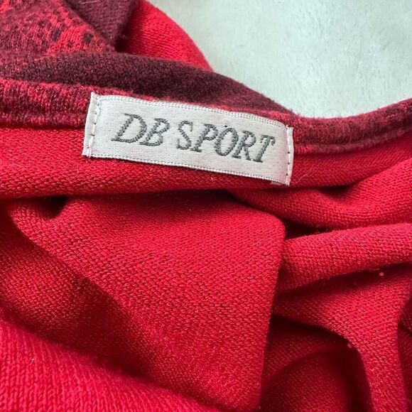 DB‎ Sport Women's S Flare Sleeve Blouse Red Purple Mix Animal Print Hi Low Tunic - Picture 3 of 7